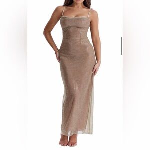House of CB Strapless Gold Dress